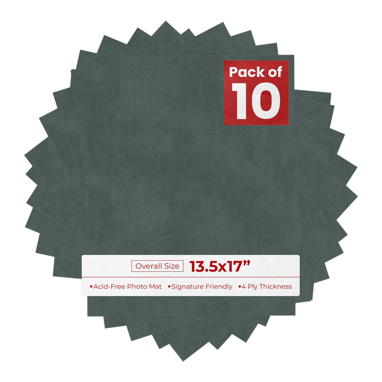 Dark Grey Suede 13.5x17 Uncut Mat Board - Blank Sheets, No Opening